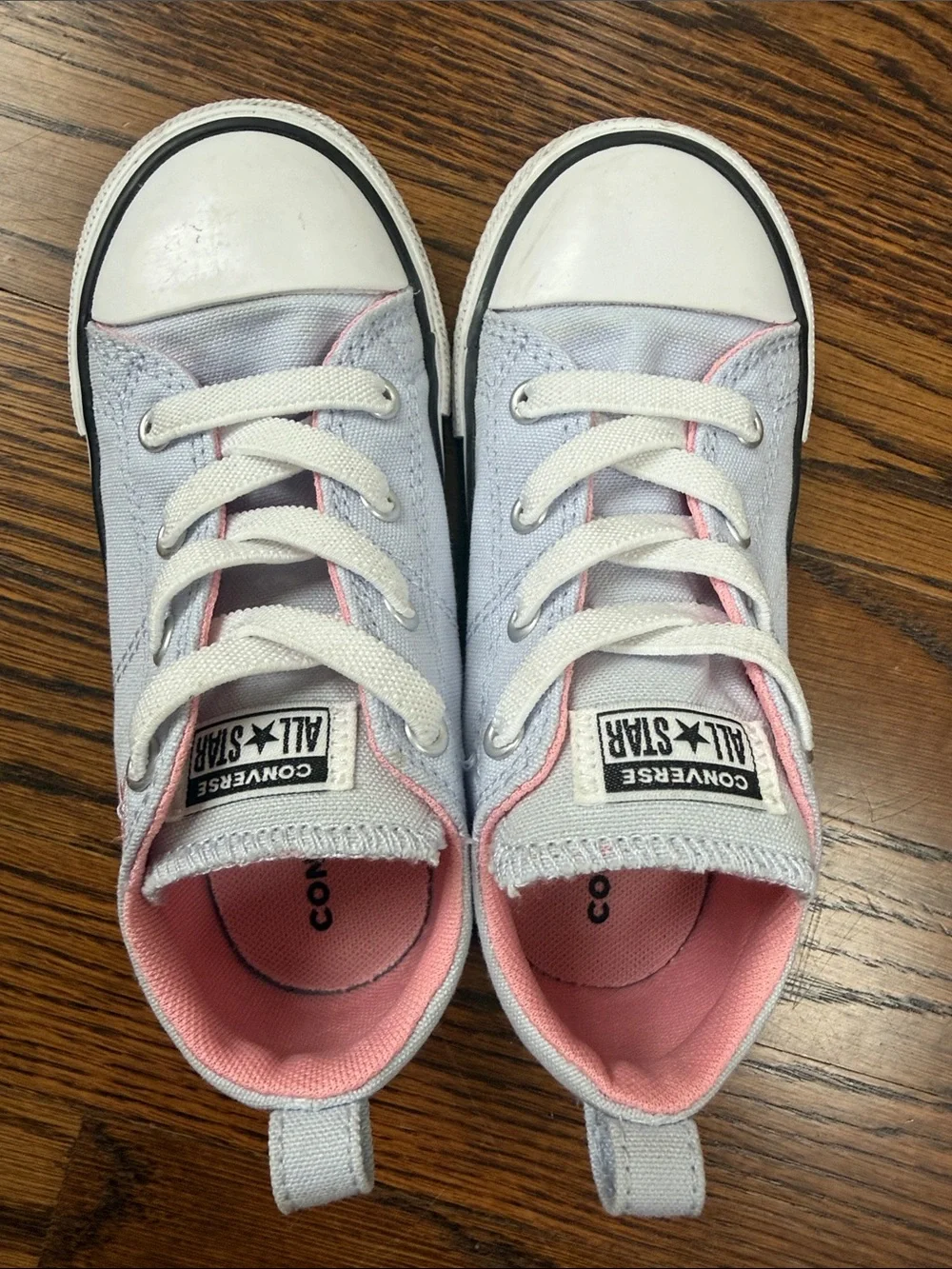 Converse Kids White Canvas Sneakers with Pink Lining